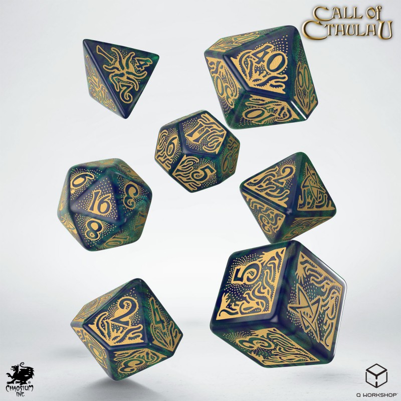 Q Workshop Call of Cthulhu 7th Edition - Blue-green & Gold Dice Set