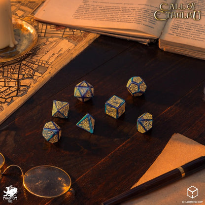 Q Workshop Call of Cthulhu 7th Edition - Blue-green & Gold Dice Set