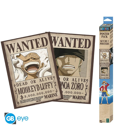 One Piece - ABYstyle Poster Chibi Wanted Luffy & Zoro – Official Product – Size 52 x 38 cm