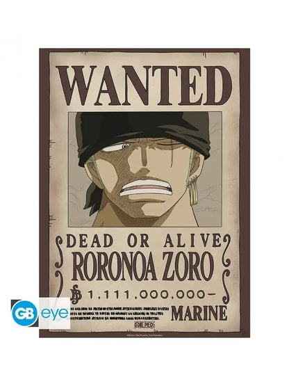 One Piece - ABYstyle Poster Chibi Wanted Luffy & Zoro – Official Product – Size 52 x 38 cm